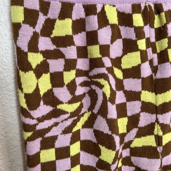 ASOS Geometric Print Purple/Brown Knit Flare Pant Size 0 - Picture 9 of 9